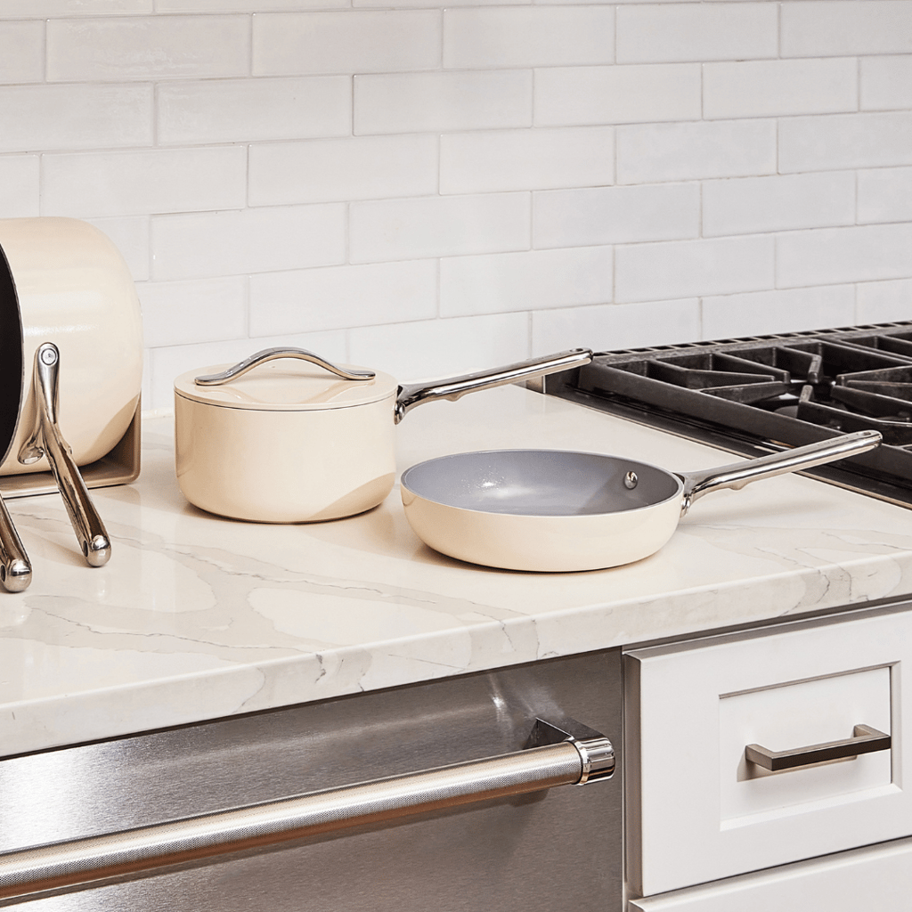 Non-Stick Ceramic Mini Fry Pan and Mini Sauce Pan Duo Cream - Image 4