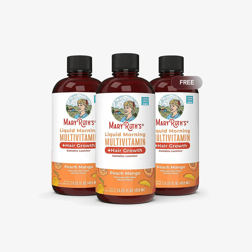 Buy 2, Get 1 Free - Liquid Morning Multivitamin + Hair Growth - Peach Mango - Image 1
